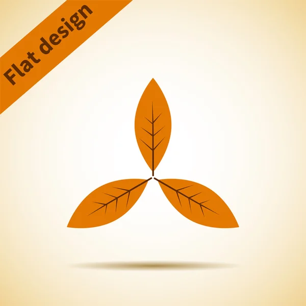 Drie bladeren pictogram plat ontwerp — Stockvector