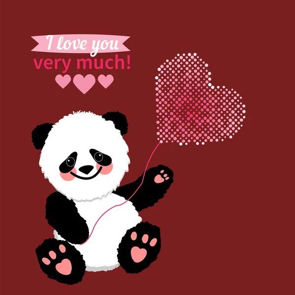 Ilustración dibujada por animal panda declaración de amor — Vector de stock