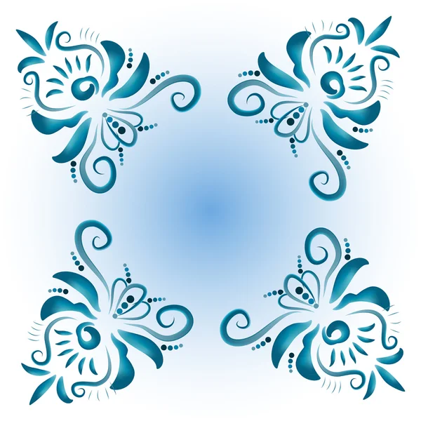 Floral sieraad in blauw. — Stockvector