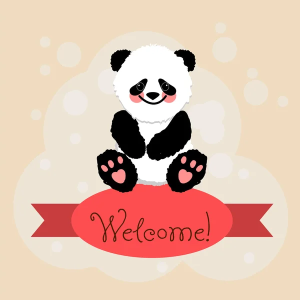 Inscription  Welcome and panda — Stock Vector