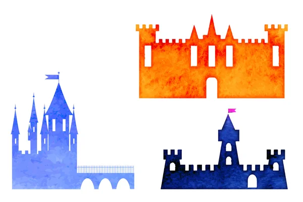 Set de castillos de acuarela — Vector de stock