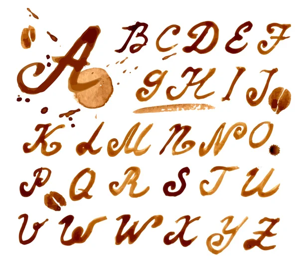 Шрифт с брызгами кофе — стоковый вектор