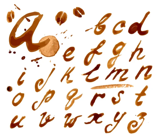 Шрифт с брызгами кофе — стоковый вектор