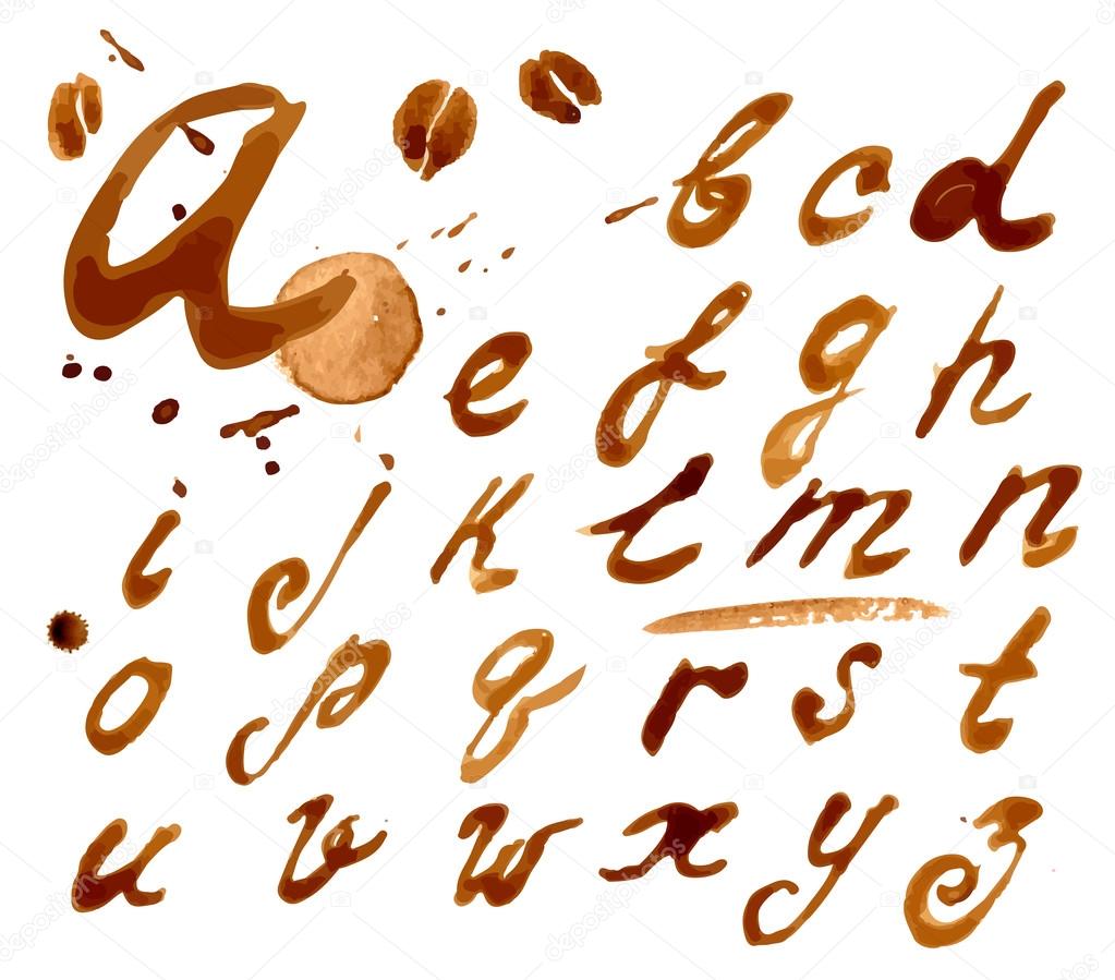 Font with  coffee splashes
