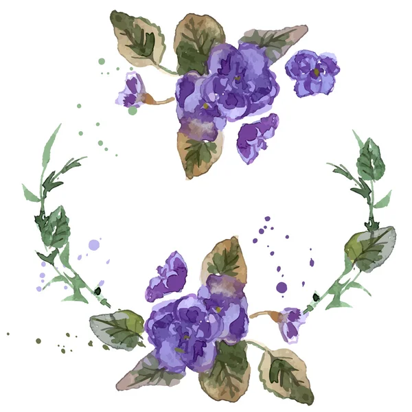 Watercolor Violet Flowers — Stock Vector