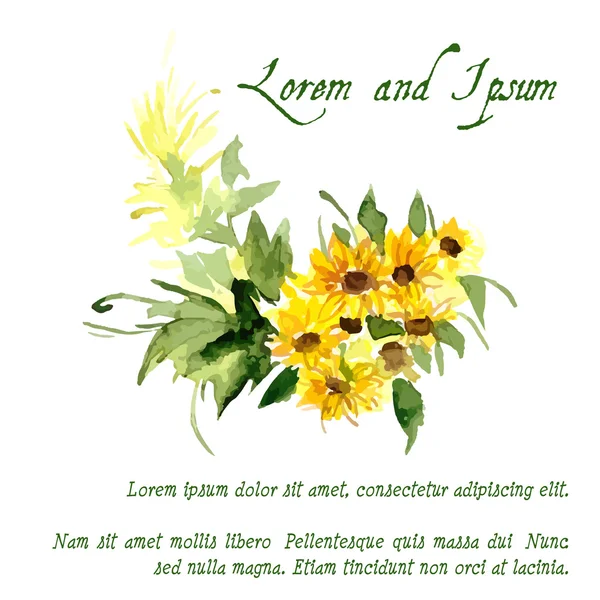 Zusammensetzung der gelben Sonnenblume — Stockvektor