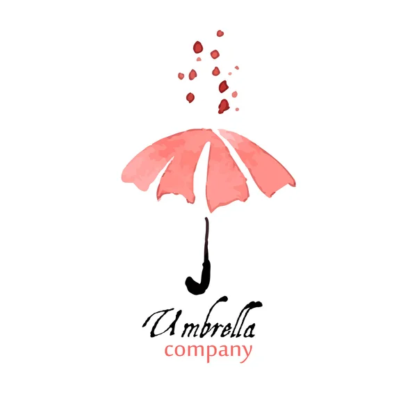 Paraguas rosa con gotas — Vector de stock
