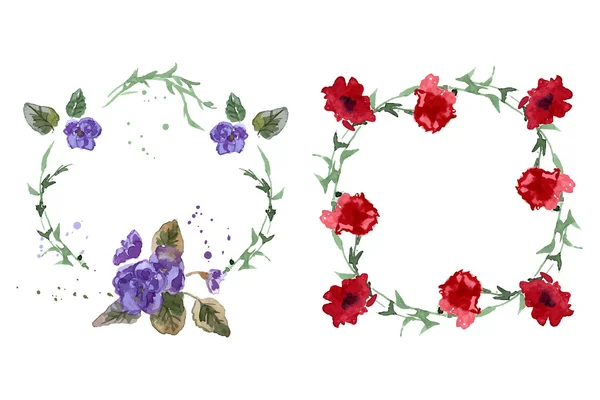 Marcos con flores y hojas — Archivo Imágenes Vectoriales