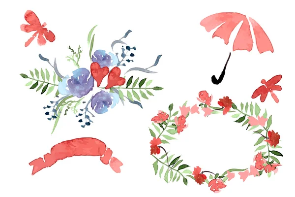 Illustration with flowers and leaves — Stock Photo, Image