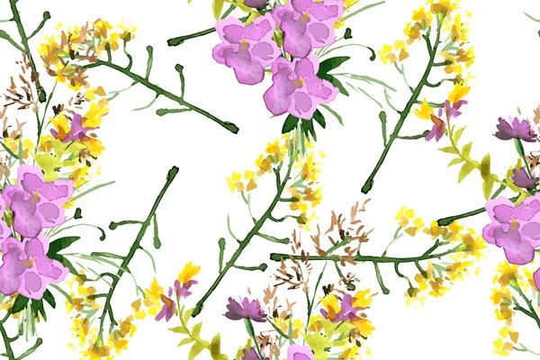 Vilda blommor sömlöst mönster — Stock vektor