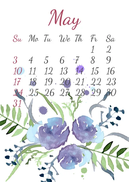Calendar for May 2015 — Stock Vector