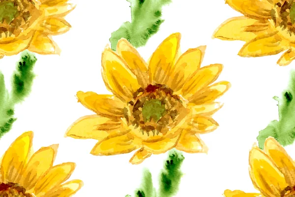 Aquarelle jaune tournesols — Image vectorielle