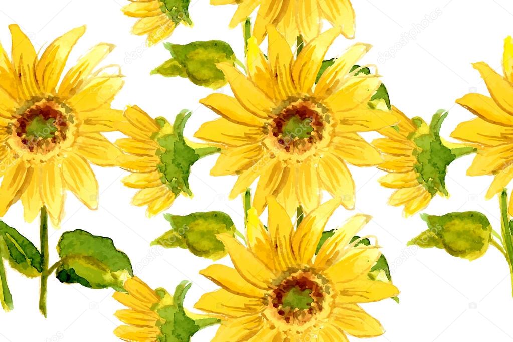yellow watercolor sunflowers