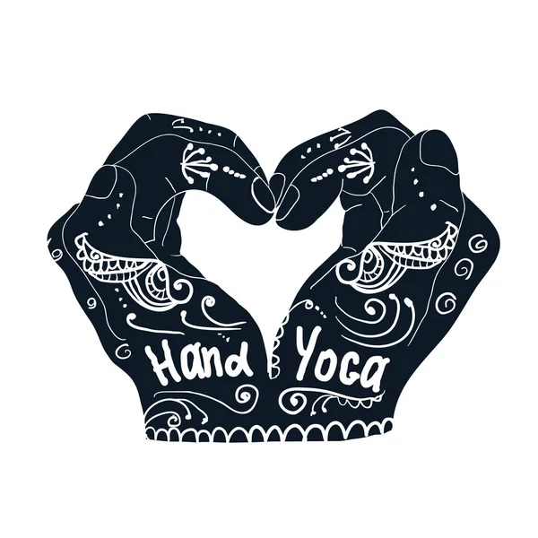 Mains Mudra avec motifs mehndi . — Image vectorielle