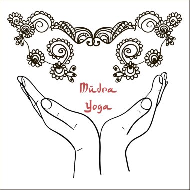 Mudra eller mehndi desenleri ile.