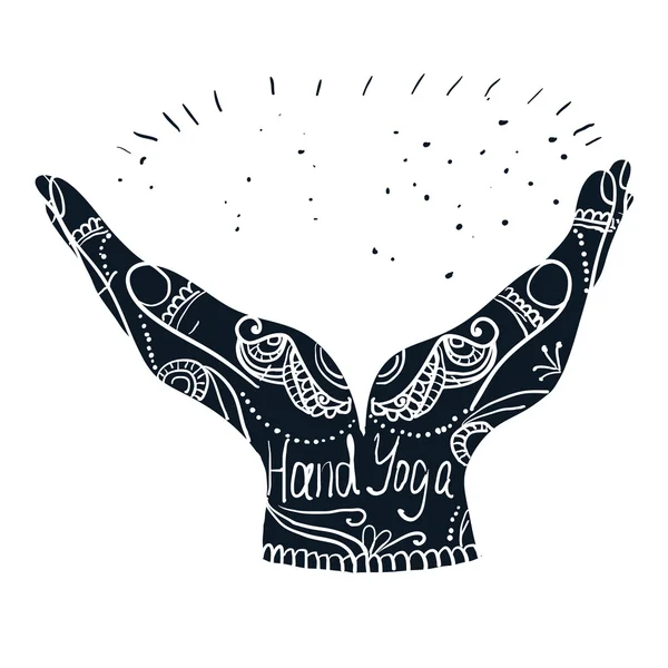 Mudra manos con patrones mehndi — Vector de stock