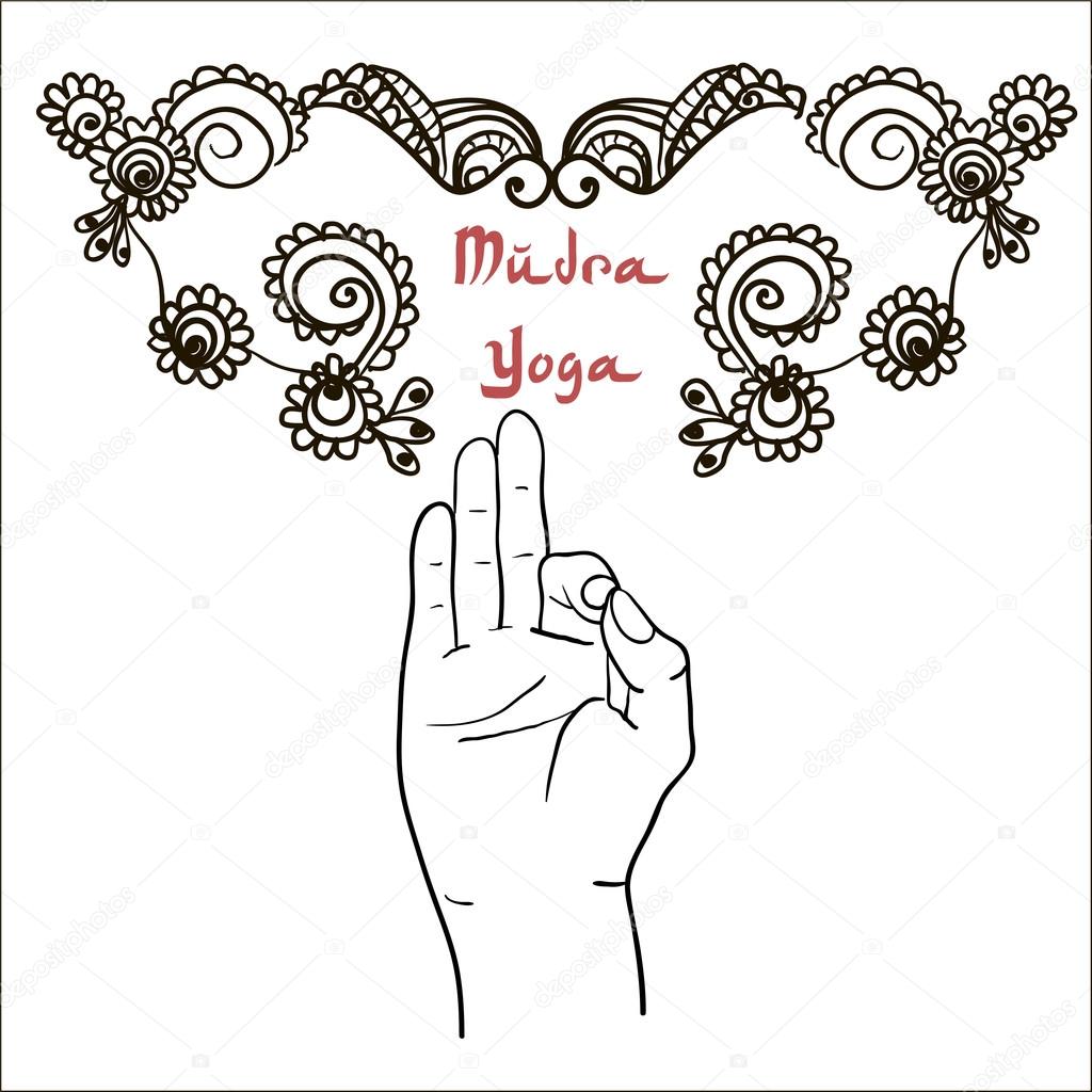 Mudra hand with mehndi patterns
