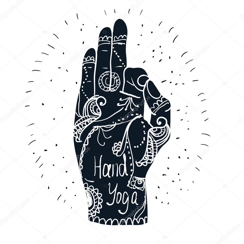 Mudra hand with mehndi patterns