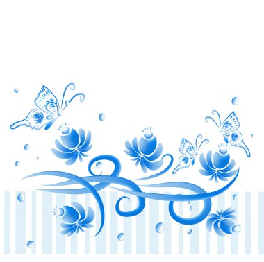 Desen halk çiçekler ve kelebekler