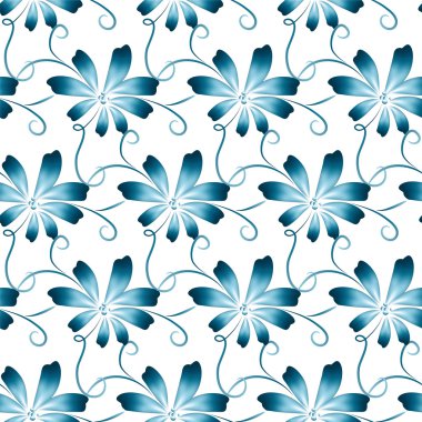 Mavi Halk sanat çiçek desenle