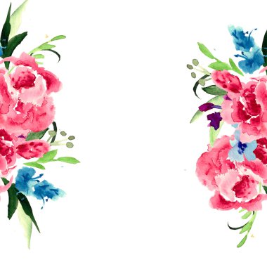 Beyaz arka plan karşı suluboya çiçek