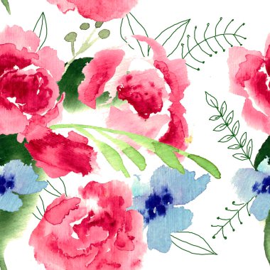 Suluboya çiçek buketi