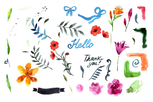 Világos vadvirágok és ágak szöveggel — Stock Fotó