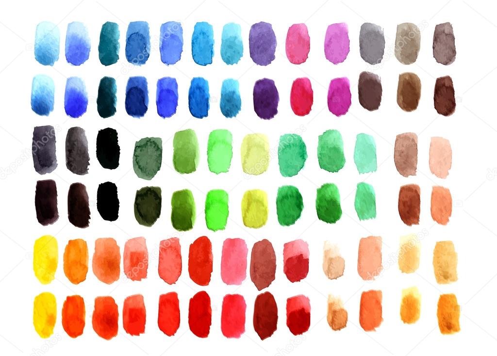 Watercolour swatches in various shades