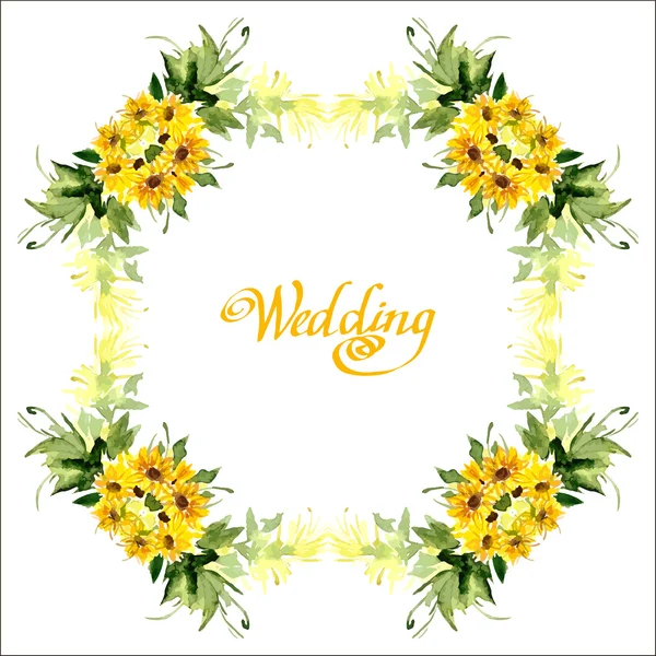 Ayçiçeği ile suluboya kartı