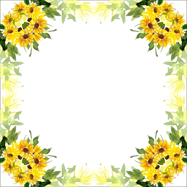 Aquarellkarte mit Sonnenblumen — Stockvektor