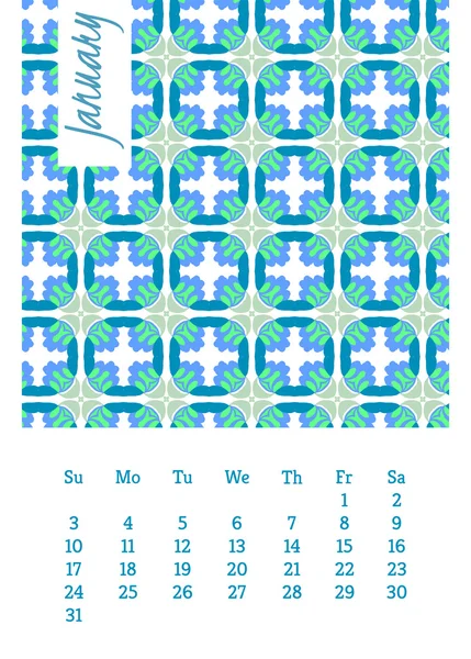 Page du calendrier avec un motif végétal — Image vectorielle
