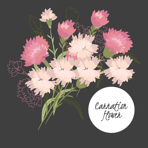 Illustration mit schönen Blumen Nelke — Stockvektor