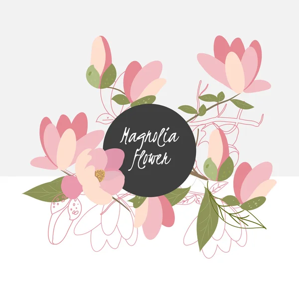 Illustration mit schönen Blumen Magnolie. — Stockvektor