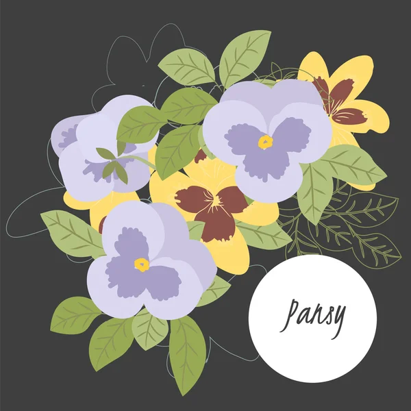 Illustratie met mooie bloemen viooltje. — Stockvector