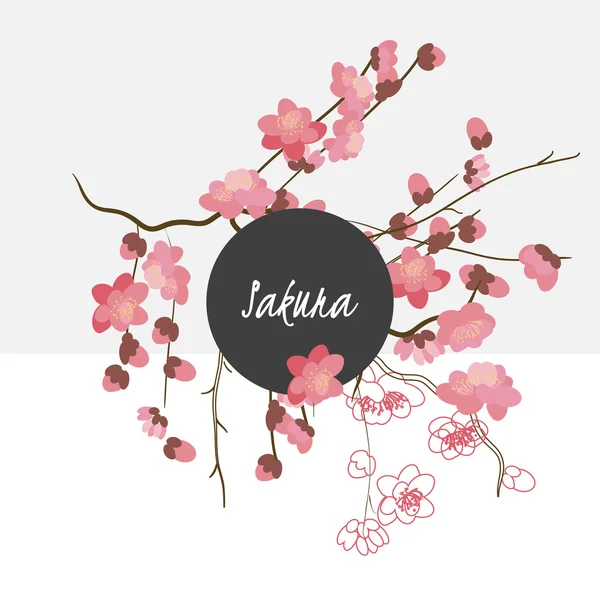 Ilustración con hermosas flores sakura . — Archivo Imágenes Vectoriales