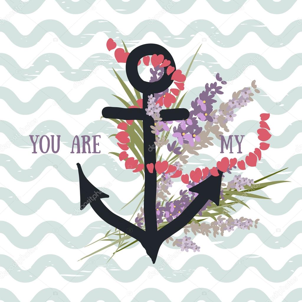 marine anchor with flowers