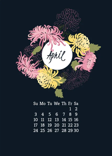 2016 jaar floral kalender — Stockvector