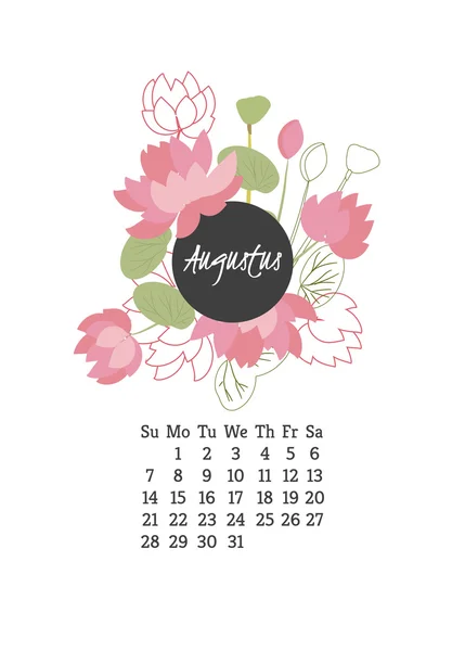 Blumenkalender des Jahres 2016 — Stockvektor