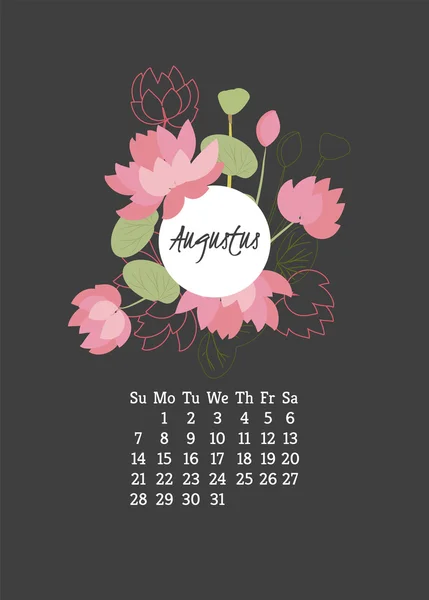 2016 ano floral Calendário —  Vetores de Stock
