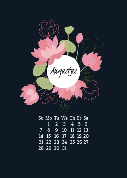 2016 year floral Calendar — Stock Vector