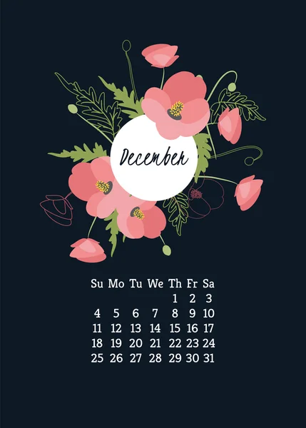 2016 année calendrier floral — Image vectorielle