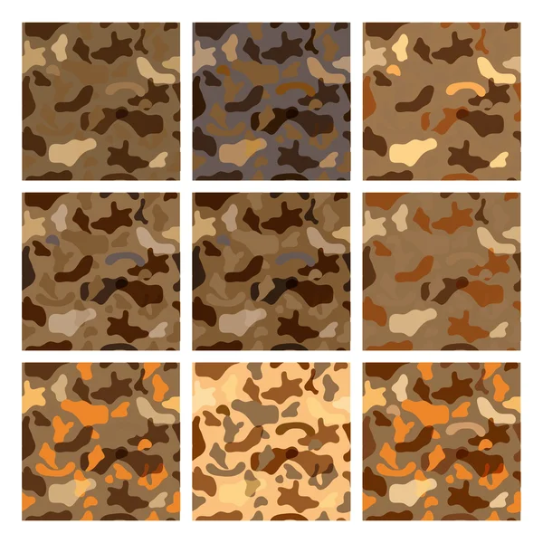 Askeri kamuflaj kumaş desenleri — Stok Vektör