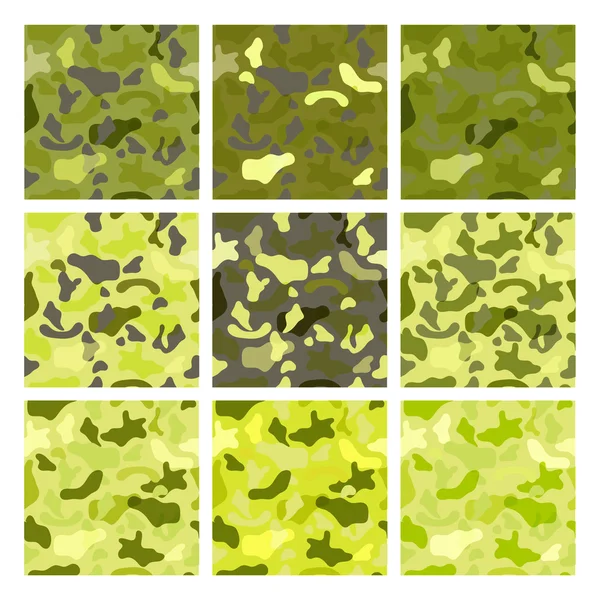 Padrões de tecido de camuflagem militar — Vetor de Stock