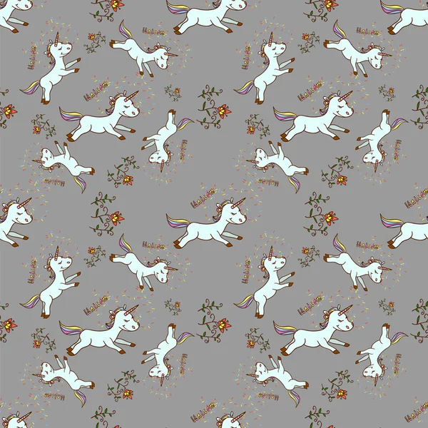 Seamless cartoon baby unicorn pattern — Stockvector