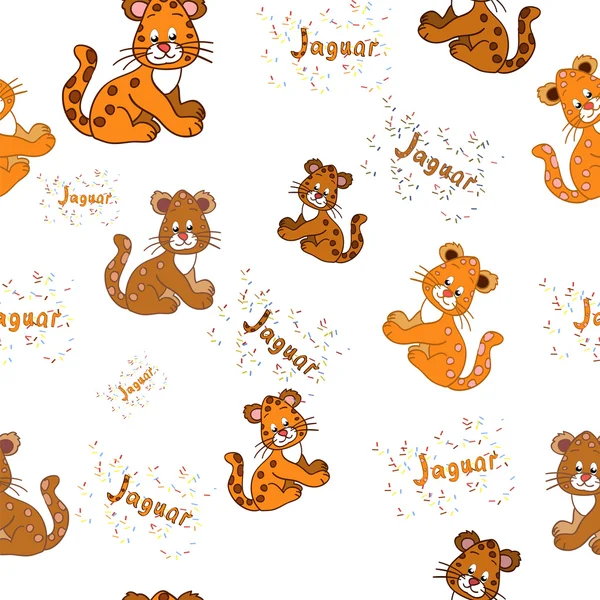 Muster mit Jaguar-Jungen — Stockvektor