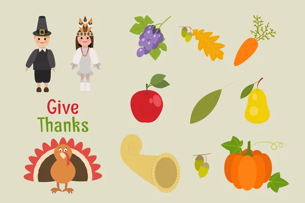 Elementos de diseño para el Día de Acción de Gracias — Archivo Imágenes Vectoriales