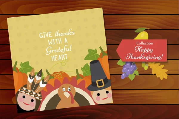 Festive illustration of a Thanksgiving Day greeting — Stok Vektör