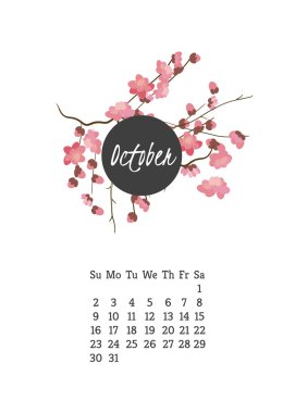 2016 ile çiçek sakura için takvim