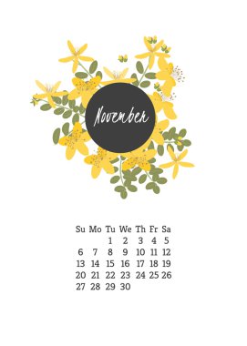 Saint John's Wort çiçekli 2016 için takvim