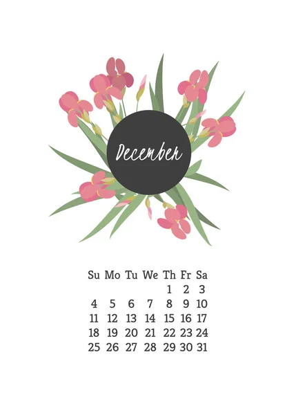 Calendario 2016 con iris fiori — Vettoriale Stock